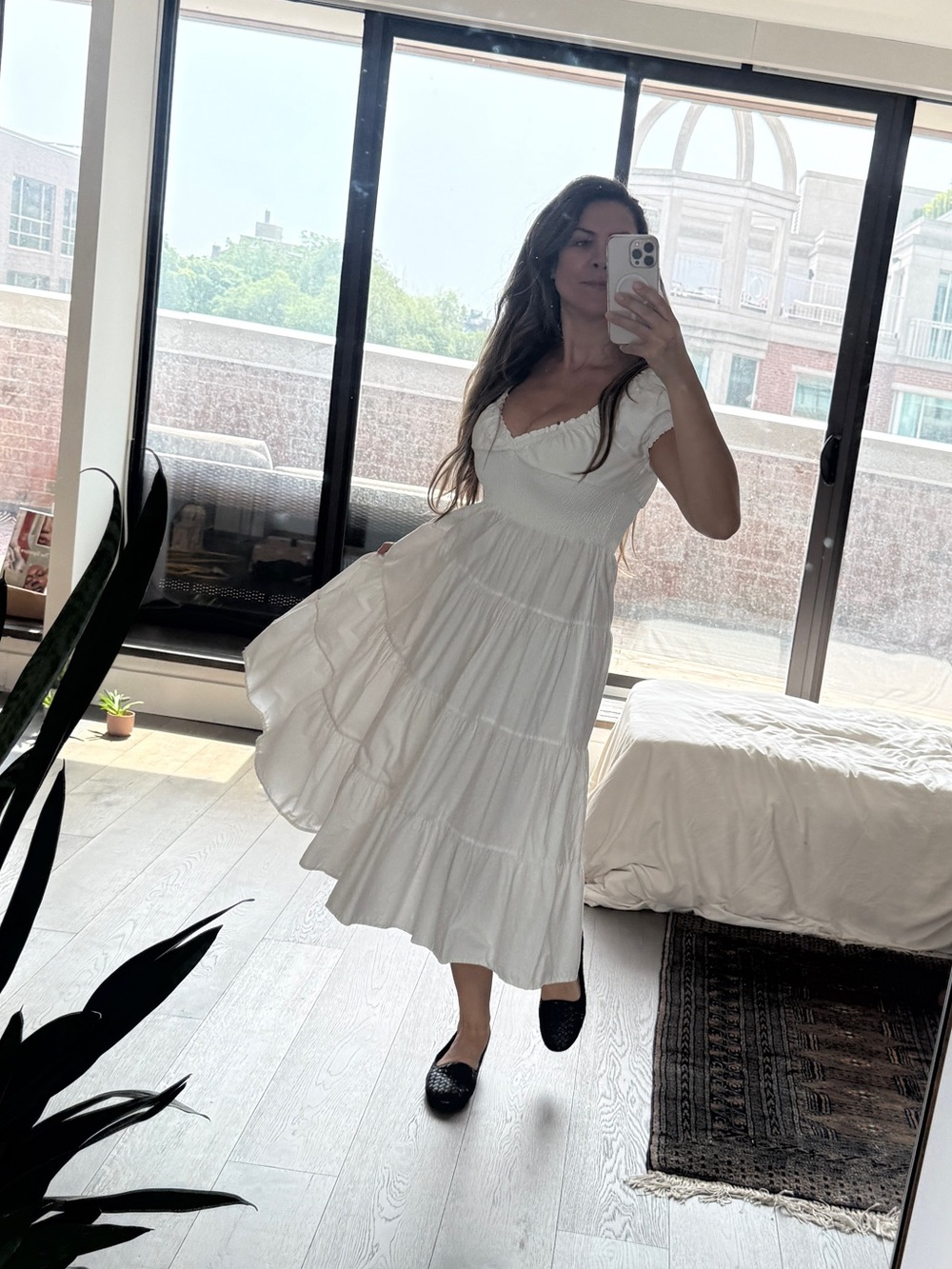 Danielle Bernstein Cotton Smocked Midi Dress - Picture 4 of 10